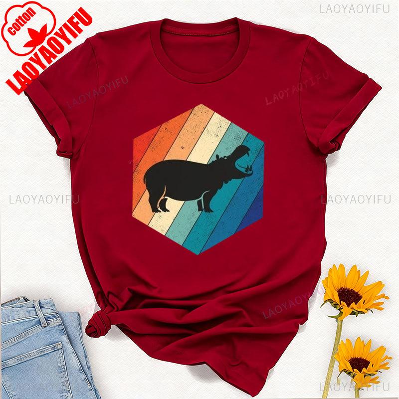 Funny Hippopotamus Vintage Cute Hippos Costume Gift Funny African Wildlife Animals Lover Zoo Trip Birthday Party Present Tshirt
