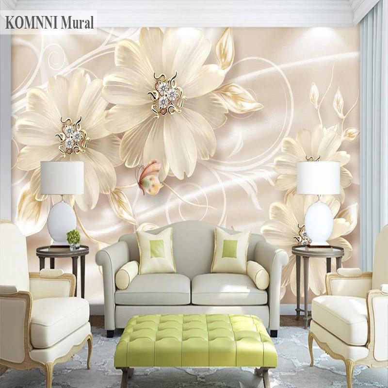 3D-geprägtes Foto-Wandbild, europäischer Luxus-Schmuck, Blumen-Tapete, Schlafzimmer, Wohnzimmer, Sofa, Hintergrund, Wand, Heimdekoration