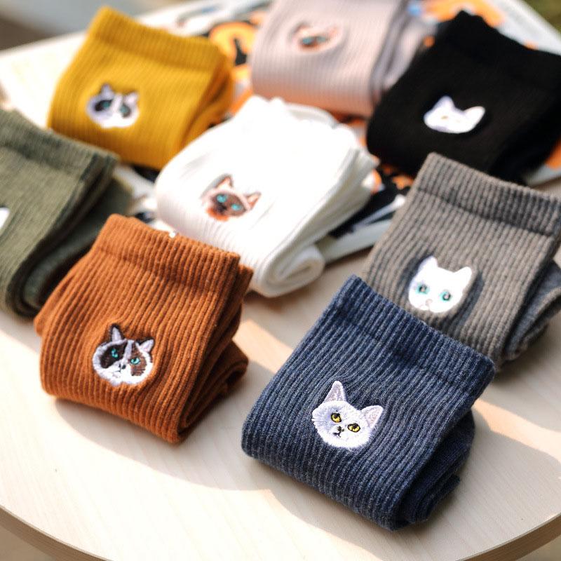 Warm Harajuku Cute Embroidery Animal Funny Socks Women Kawaii Japanese Skarpetki Socks Novelty Cotton Calcetines Mujer Sokken