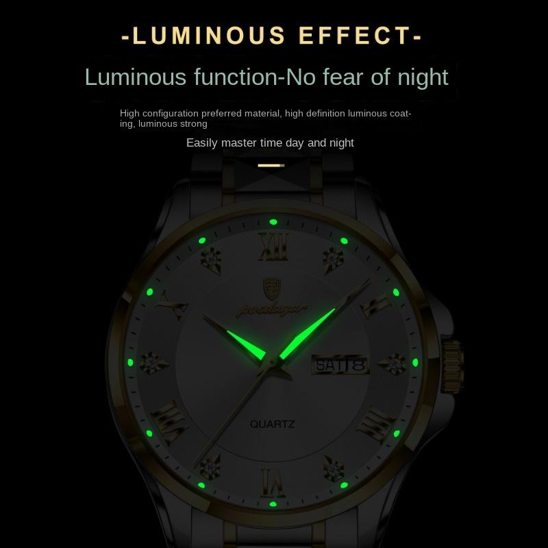 Top Brand Fashion New Men's Watch Luxury Double Calendar Quartz Luminous Waterproof Men's Watch