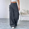 Irregular Loose Lace-up Suit Pants for Women New Design Slim Wide Leg Pants for Women Office Solid Color Spring Autumn Casual Office Fashion Trousers