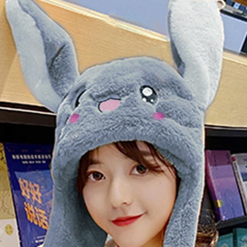 Rabbit Hat Ear Moving Jumping Hat Cute Bunny Plush Hat Cap for Women Girls Cosplay Christmas Party Holiday Hat Props