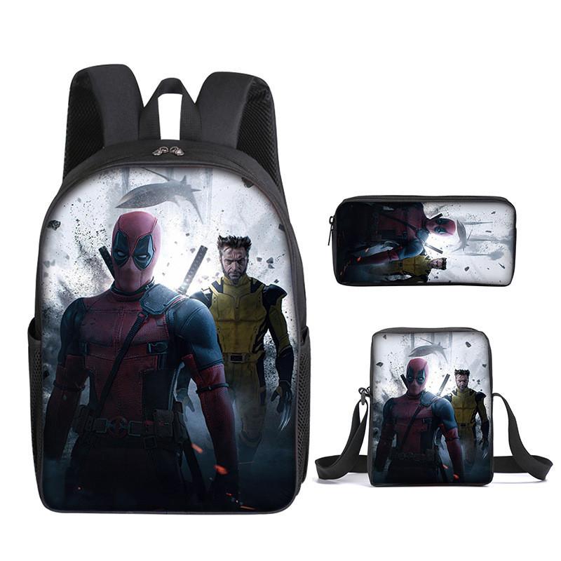 Deadpool 3pcs Student School Bag Backpack Lunch Bags Pencil Case Gifts Kids
