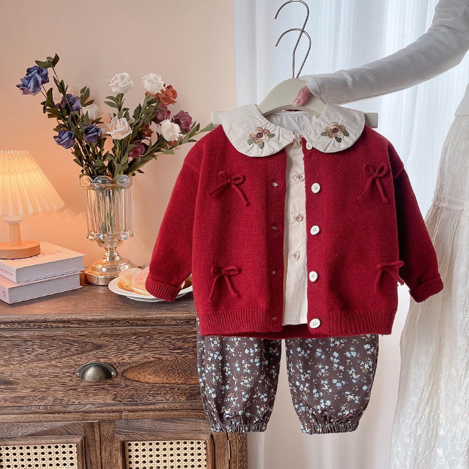 

Детский повседневный комплект с длинным рукавом, удобные наряды для повседневной носки 90 красный