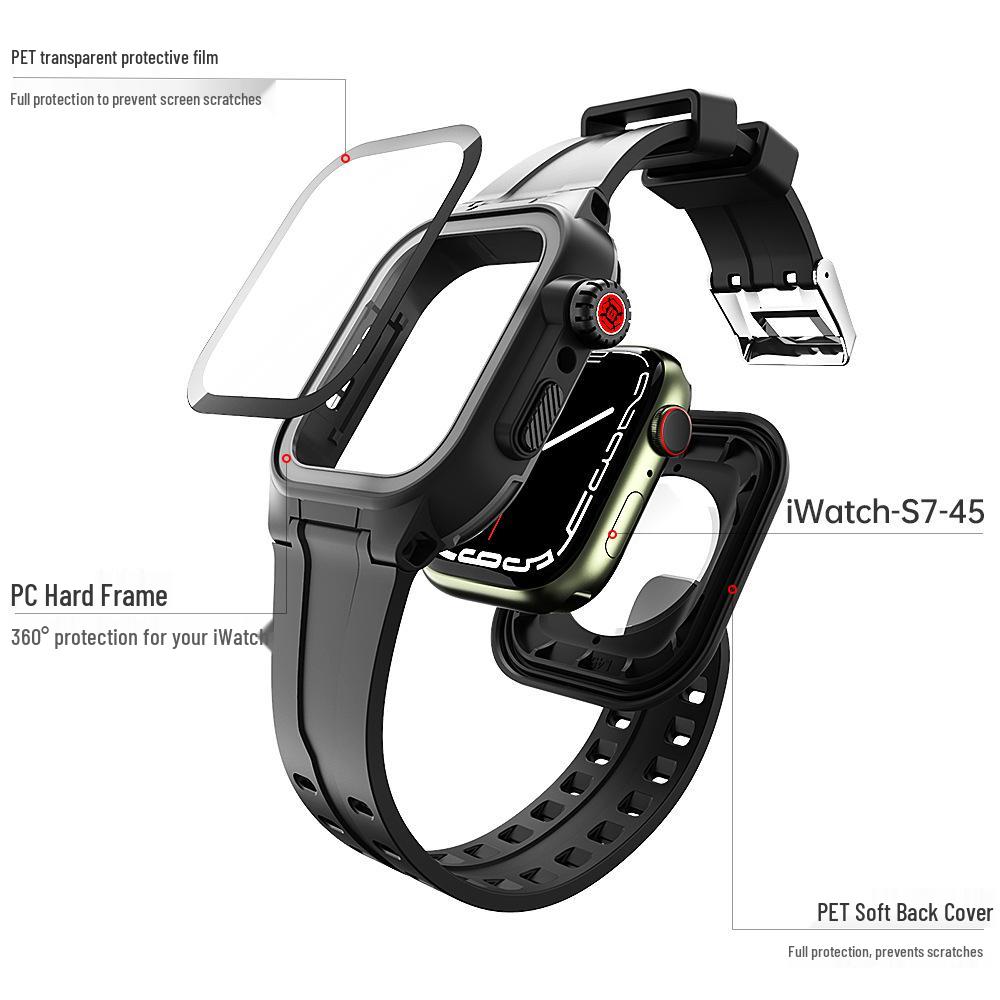 Apple Watch S7/S8/S9 Waterproof Protective Case 41/45mm for Swimming, Diving, and Sports.