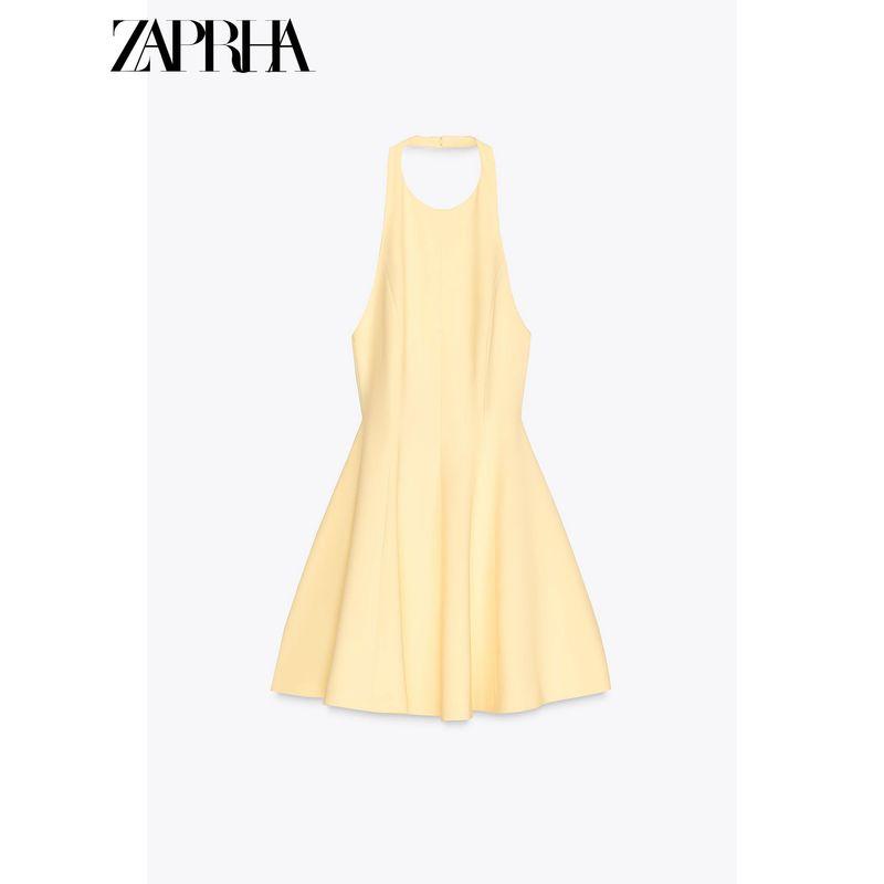 Zaprha 2025 New Arrival French Style Beautiful Wavy Style Wide Hem Halterneck Short Dress Waist Tight Slim Looking 2858777