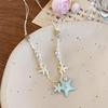 1 Pcs Ocean Style Necklaces With Starfish Shell Faux Pearl Charms For Summer Beach Vacation Daily Wear Handmade Jewelry
