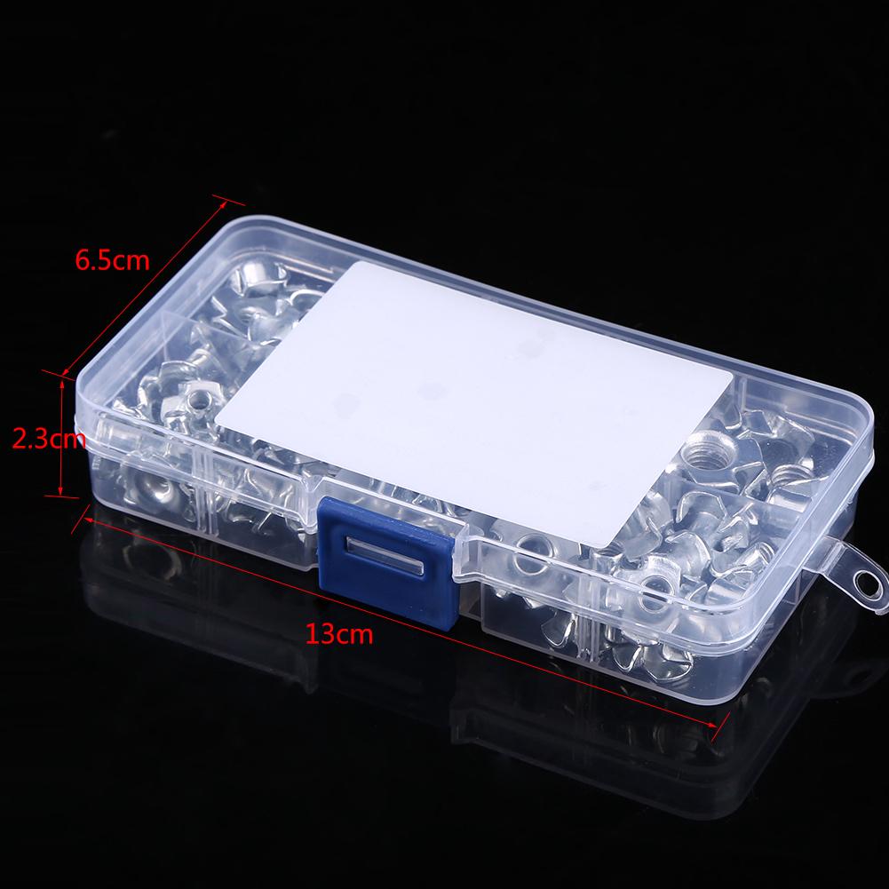 90pcs Carbon Steel M3 M4 M5 M6 M8 Four Pronged T Nuts Blind Inserts Nut for Wood Furniture