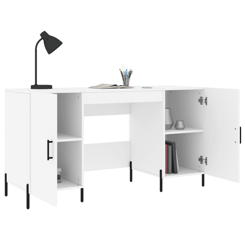 White Desk 140 X 50 X 75 Cm Engineered Wood