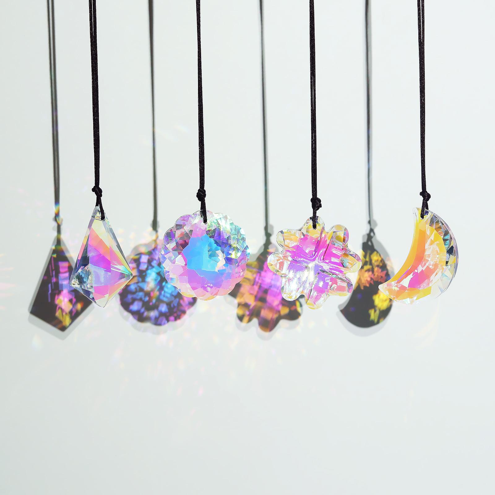 

30/45/50mm Crystal Prism Suncatcher Garden Home Decoration Colorful Rainbow Maker Moon Flower Hanging Pendant Crystal Craft 2024