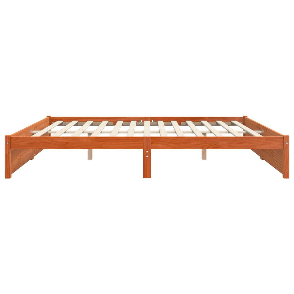 Bed Frame In Wax Brown 140 X 200 Cm Solid Pine Wood