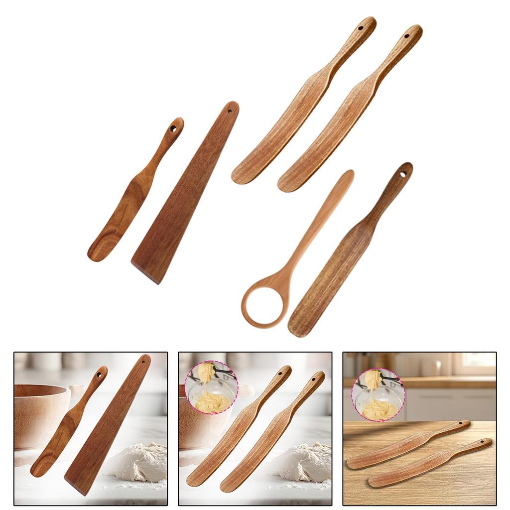 Bread Spatula Wood Reaching Bottom Kitchen Skinny Spurtle for Yeast Fermentation Agents Frying Serving Flipping Stirring