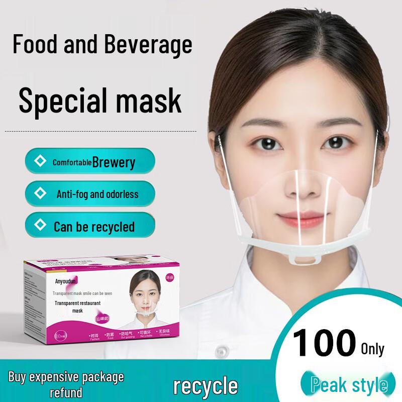 Genomskinligt Kockansiktsskydd Livsmedelsgodkänt - Spottavvisande, Engångsbruk, Leende-Vänligt.