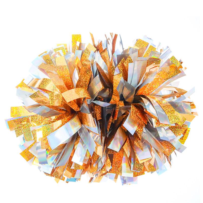 Colorful Laser Cheerleading Pom Poms with Baton Handle for Team Spirit Sports Dance Cheering Kids Adults