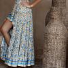 Kadın Maxi Etek Yüksek Bel Düzensiz Etek Çiçek Baskı Bohem Ön Kısa Arka Uzun Elastik Bel Patchwork Bayan Tatil Plaj Uzun Etek
