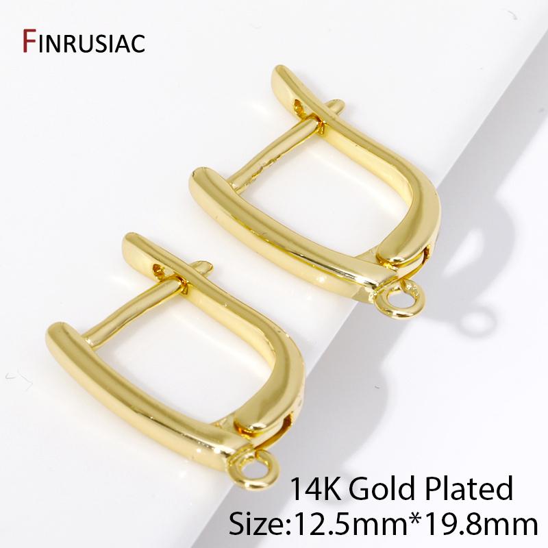 

DIY Earwire Fixtures Earring Making Accessories 14K Gold Plated Brass Smooth Earrings Hooks Clasps For Jewelery Making Supplies 1 pair