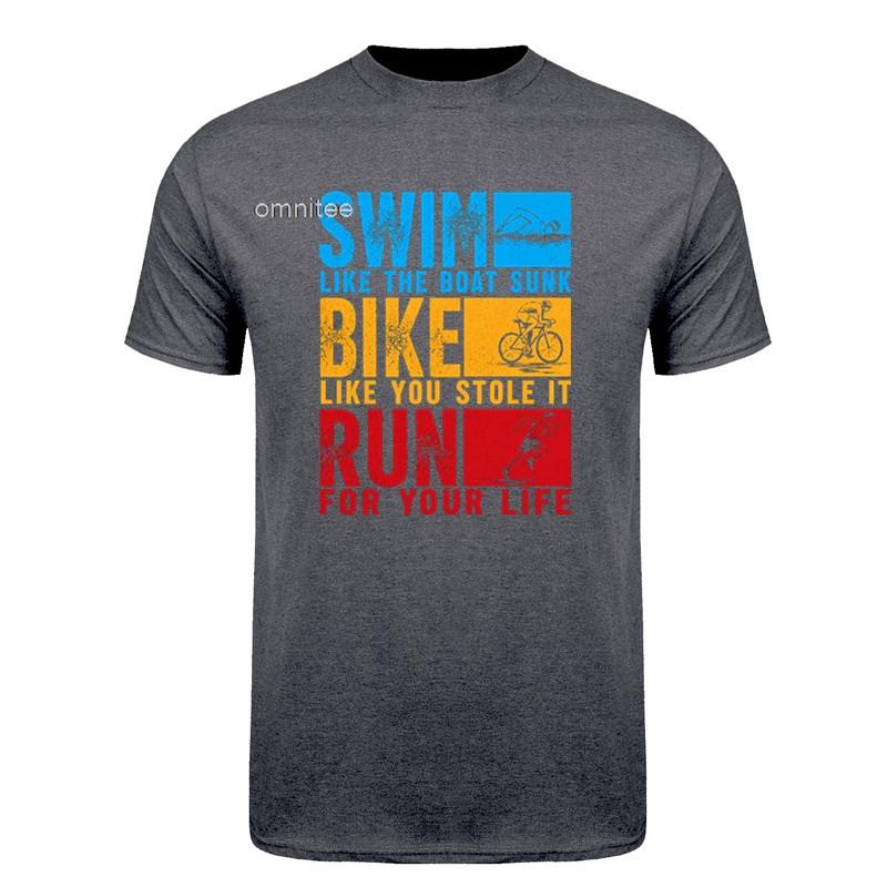 6 Stages of Triathlon T Shirt Unisex Athlete Running Swimming Bicycling TShirt Vintage Print Streetwear Tee Tops HJ023