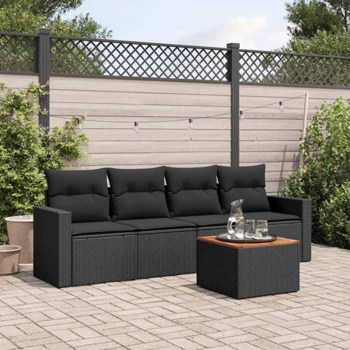 VidaXL Garden Lounge Set with Cushions 5 Pcs, Patio Sofas, Patio Furniture Set, Outdoor Furniture, Black 3256328