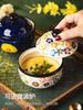 Hand-painted Ceramic Small Stew Pot Household Steamed Egg Bowl with Cover Dessert Bowl