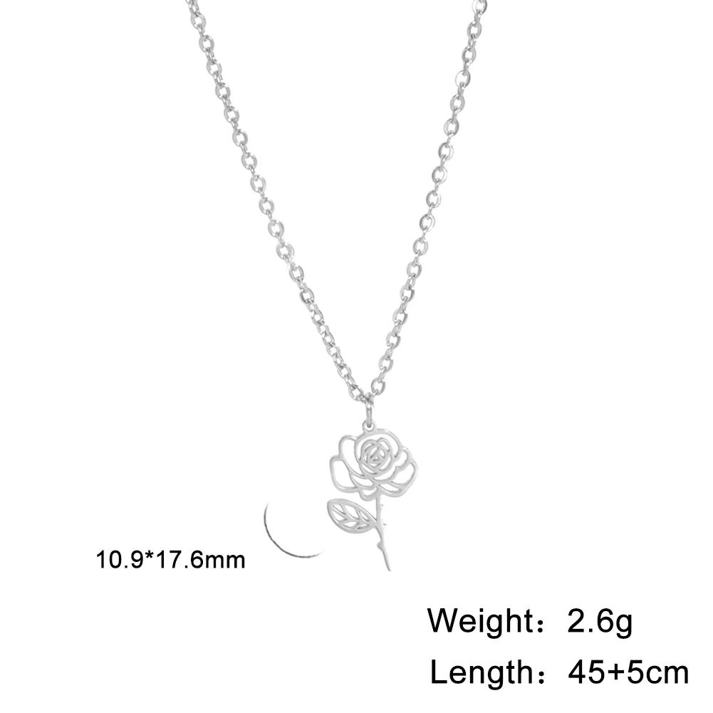 Stainless Steel Birth Month Flower Necklace Snowdrop Daisy Rose Pendant Neck Chains Trendy Jewelry Birthday Gift
