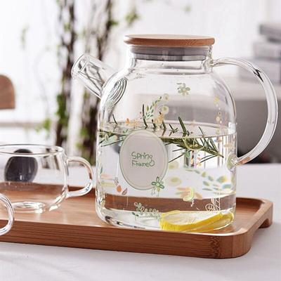1800ml European Creative Transparent Heat-Resistant Glass Teapots Cold Water Pot Filter Flower Tea Pot Large Capacity Office Kettle