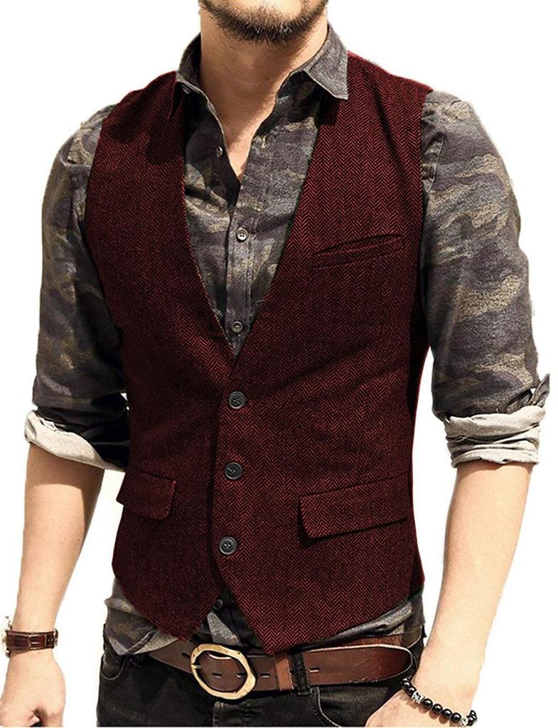 Men's Slim Fit Single-Breasted Casual Vest - Ideal for Groom and Groomsmen