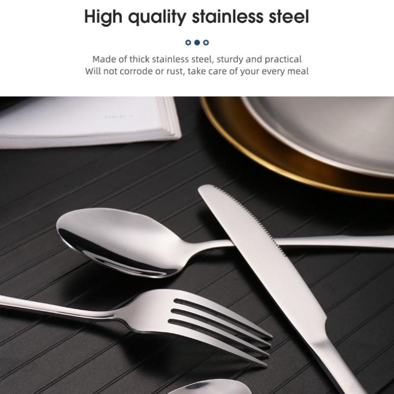 Outdoor Stainless Steel Tableware Set Portable Travel Knife and Fork Camping High-end Barbecue Plate Food Clip Spoon Set