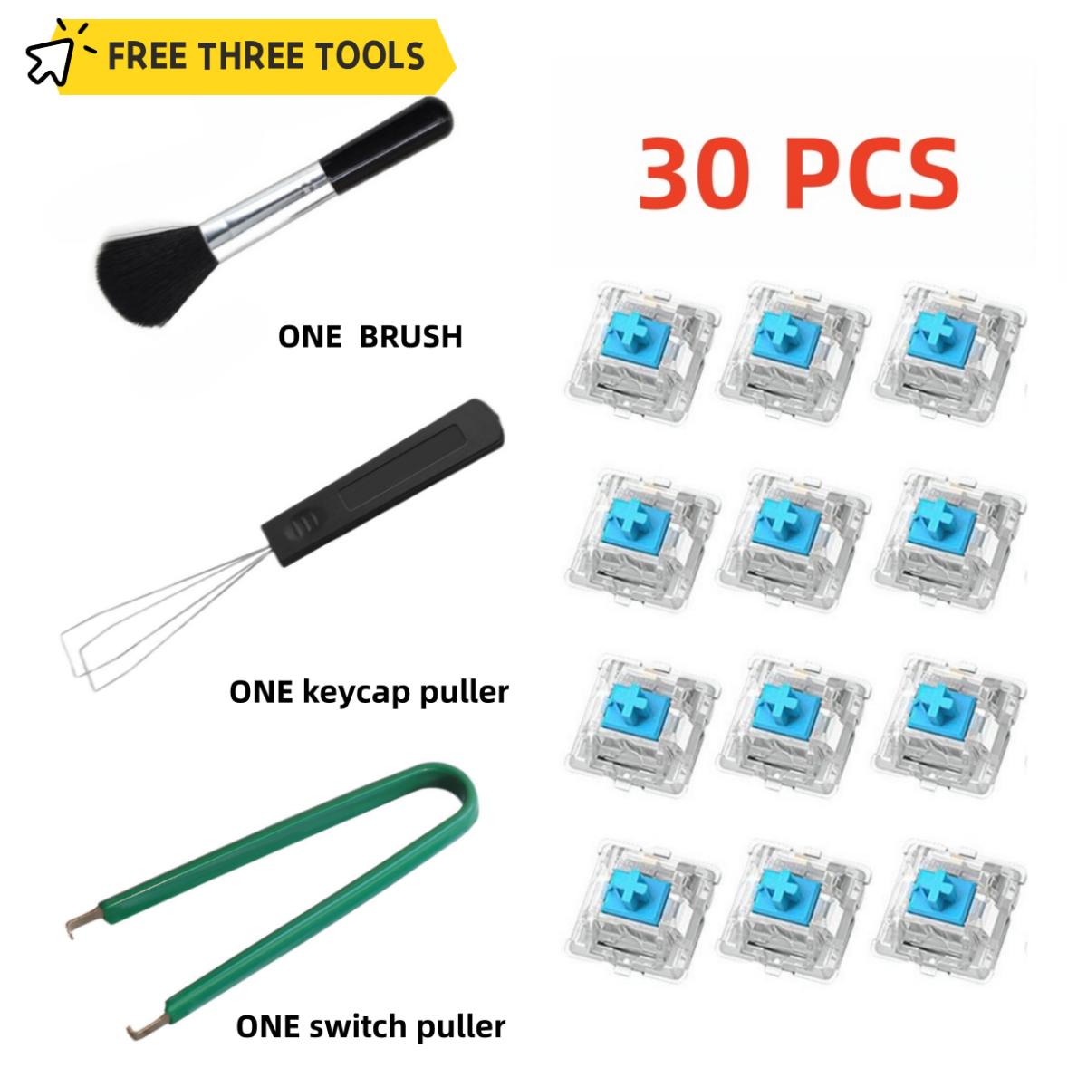 30/50/90Pcs 3-Pin Mechanical Keyboard Switches, Dustproof Cross Design, Tactile/Linear Feel, Free 3-in-1 Tool Kit