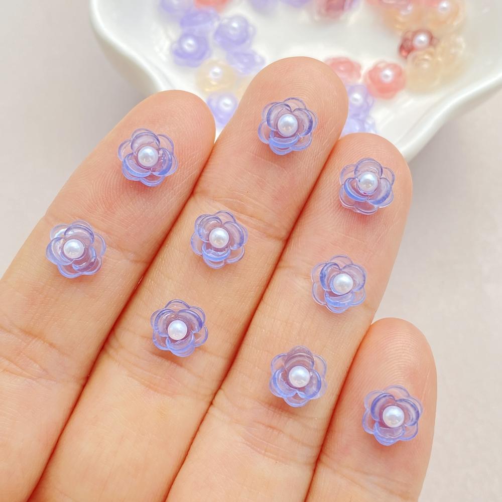 50Pcs Mixed Nail Art Resin Colorful Bead Flower Series Charms Rhinestones DIY Craft For Nail 3D Decorations Jewelry