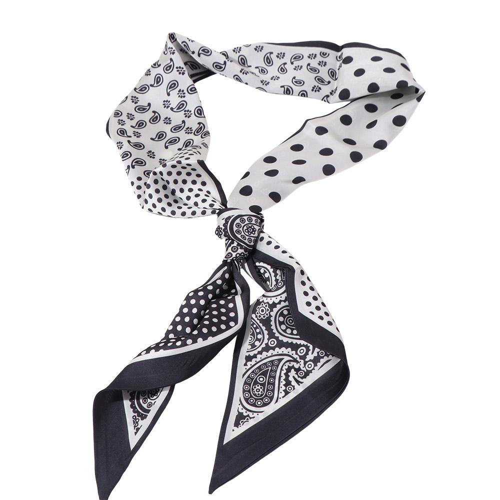 

Retro Cashew Nut Print Polka Dot Scarf Ribbon Thin Scarf Headband Korean Style Dressing Decoration Long Scarves Party чёрный
