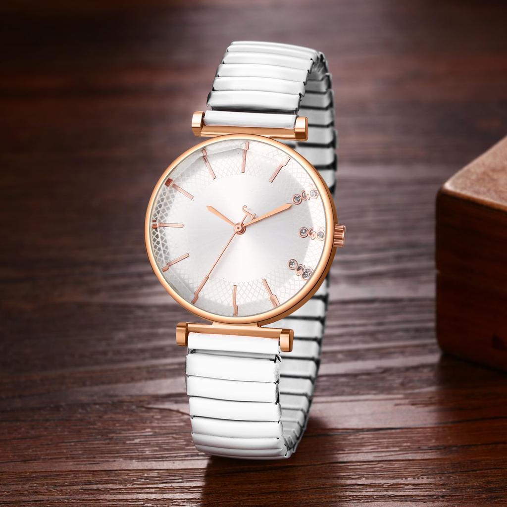 Stainless Steel Elastic Strap Easy To Put On and Take Waterproof Quartz Watch with Analog One Size Fits Minimalist Design Perfect Gift Women's Watch