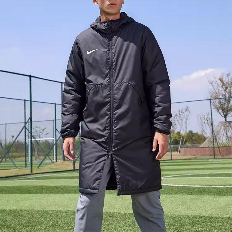 Nike Solid Color Mid-Length Warm Hooded Cotton Jacket Men Outerwear Dark-Blue CW6767-451