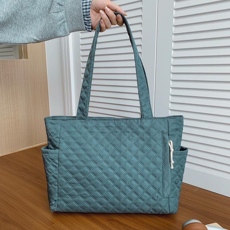 

Новая осенне-зимняя женская сумка-тоут большой вместимости, ромбовидная, универсальная, для поездок на работу, на плечо, простая хлопковая сумка под мышкой синий