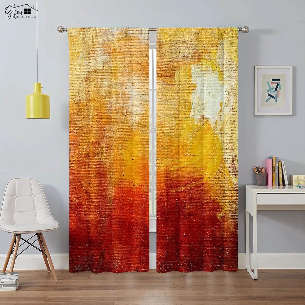 Artistic Oil Painting Printed Window Drapes American Retro Room Darkening Curtains Study Studio Living Area Bedchamber Window Decoration Curtains