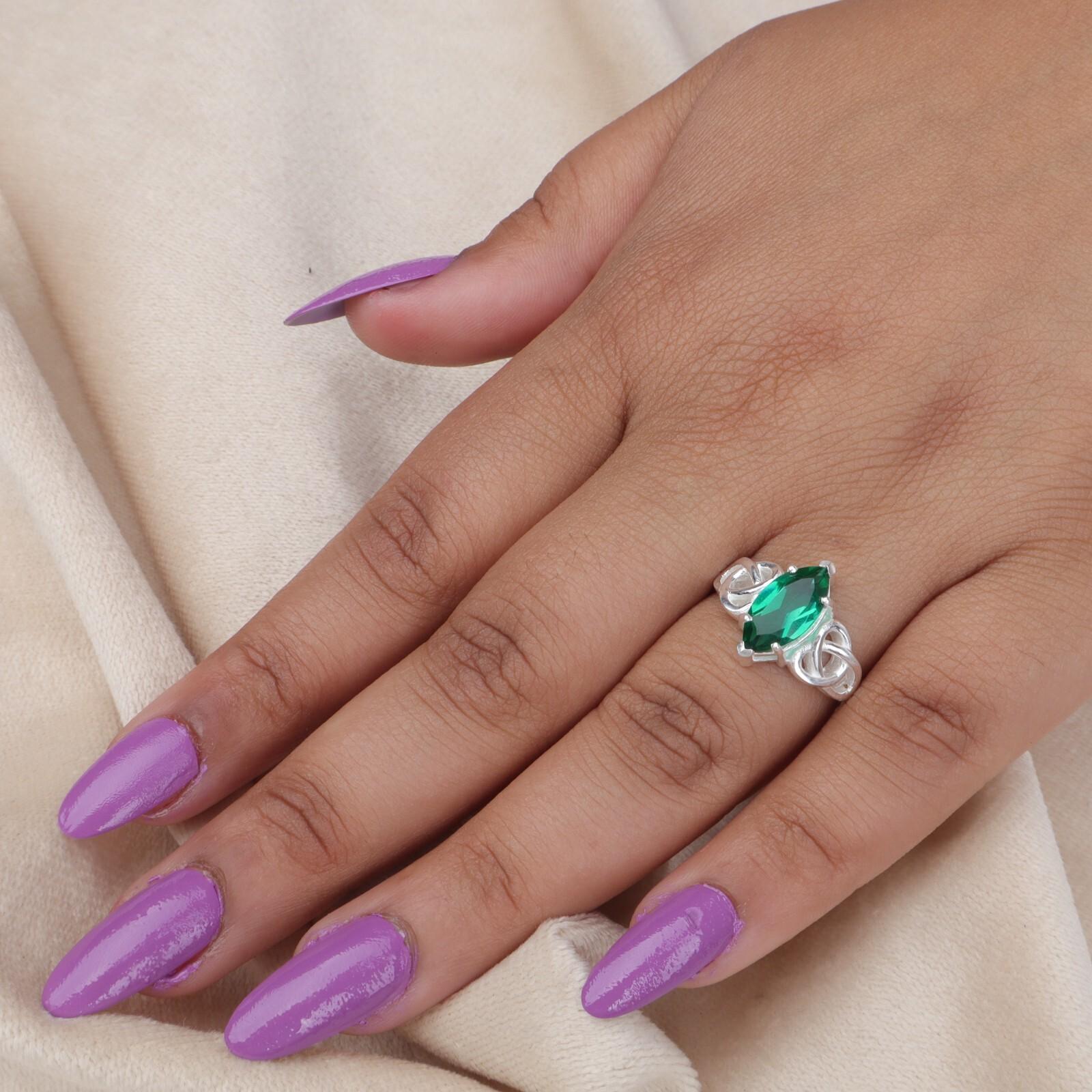 

Хром Диопсид Драгоценный камень 925 Стерлинговое серебро Бохо Ювелирное кольцо для подарка на день рождения CZR-5-9 4.25