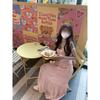 Summer New Pink Camisole Dress Women's Casual High-end Exquisite Waist Slimming Cake Long Skirt