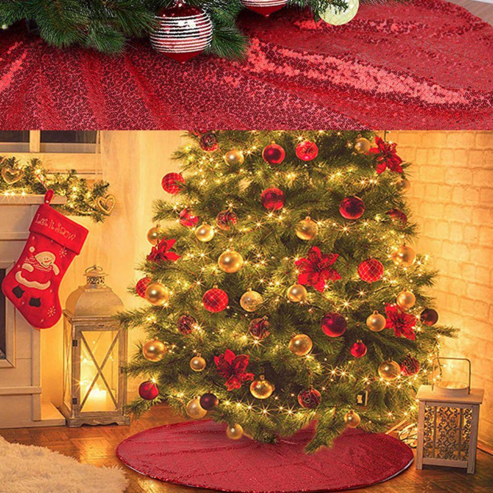 60/90/120cm Sequins Christmas Tree Skirts Glitter Xmas Tree Foot Cover  Shopping Mall