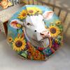 1 PC Automatic Folding Umbrella - Cow with Sunflowers Pattern, Portable & Foldable Design with 8 Ribs, Christmas Birthday Gifts