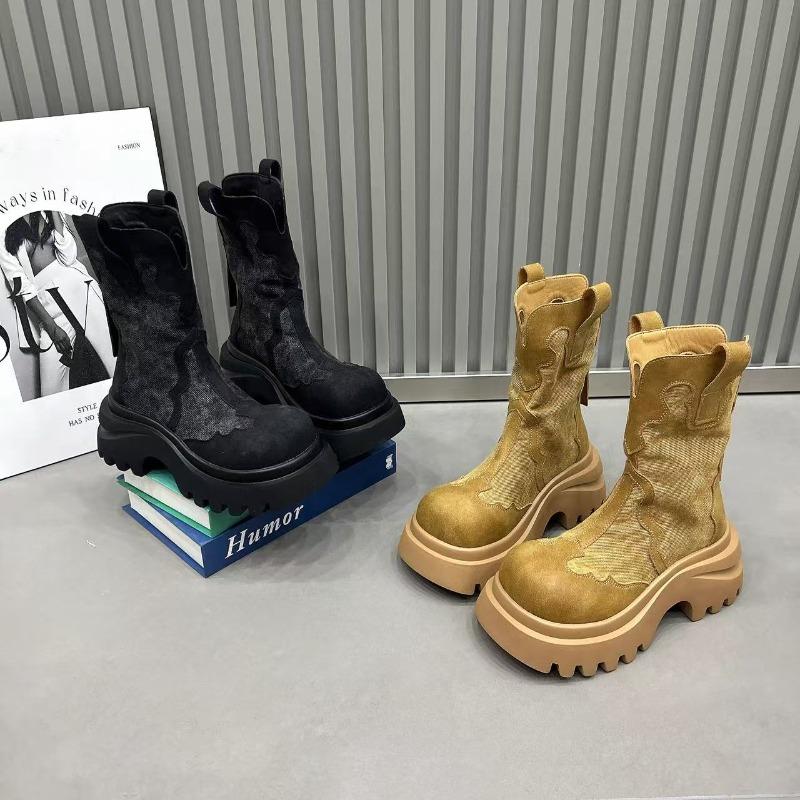 Moda Platforma Damskie Botki na Kostkę Wysokie Obcasy Projektanckie Buty Jesienne Krótkie Botki 2025 Botki Chelsea Moda Gotycka Do Chodzenia Mujer Zapatos