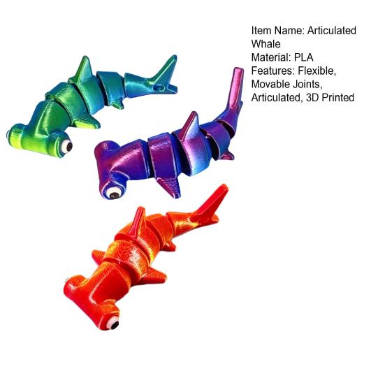 3D Geprint Walvis Speelgoed Gearticuleerd Flexibel Oceaan Dier Model Positioneerbaar Fidget Speelgoed voor Feestartikelen Kantoor Huis Bureau Decor