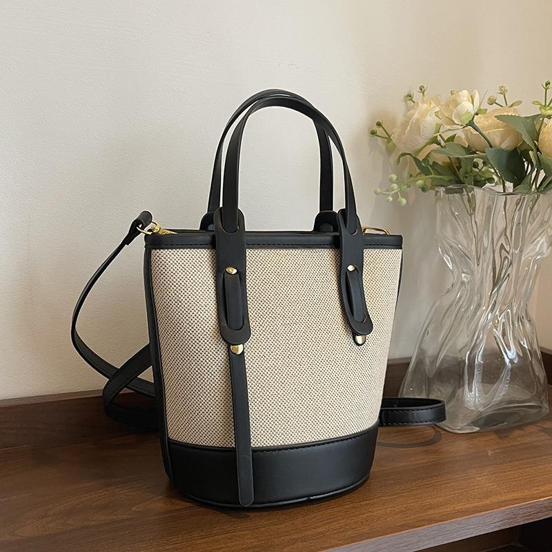 Women's bag contrasting color bucket bag women's new fashion portable shoulder messenger bag commuter bag