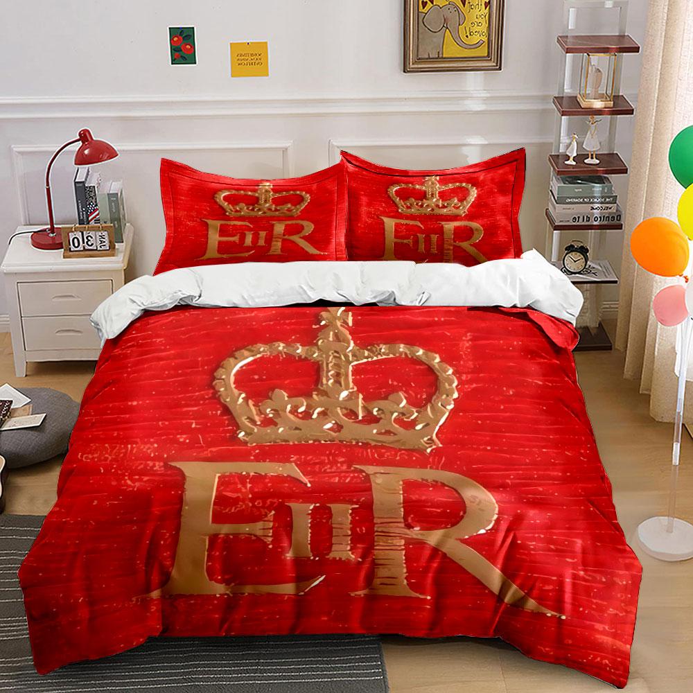 Royal Monogram Red Design Bedding Duvet Cover Set Duvet Cover Pillowcases (1*Duvet Cover 2*Pillowcases, Without Duvet Insert)