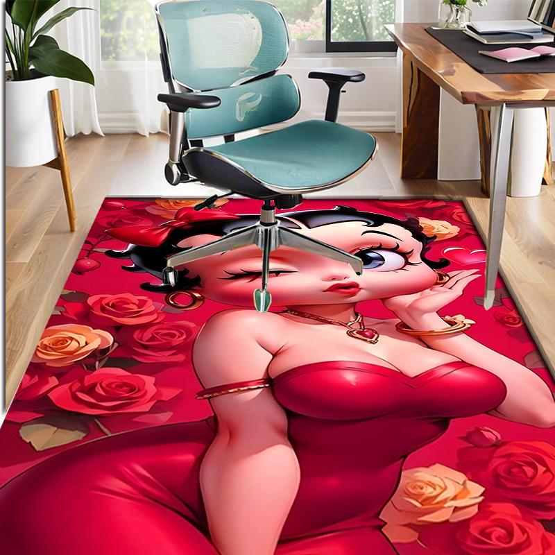 Betty Boop Pattern Rug, Indoor/Outdoor Mat, for Picnic, Gameroom, Bedroom, Office, Living Room, Home Decor Carpet, Birthday Gift