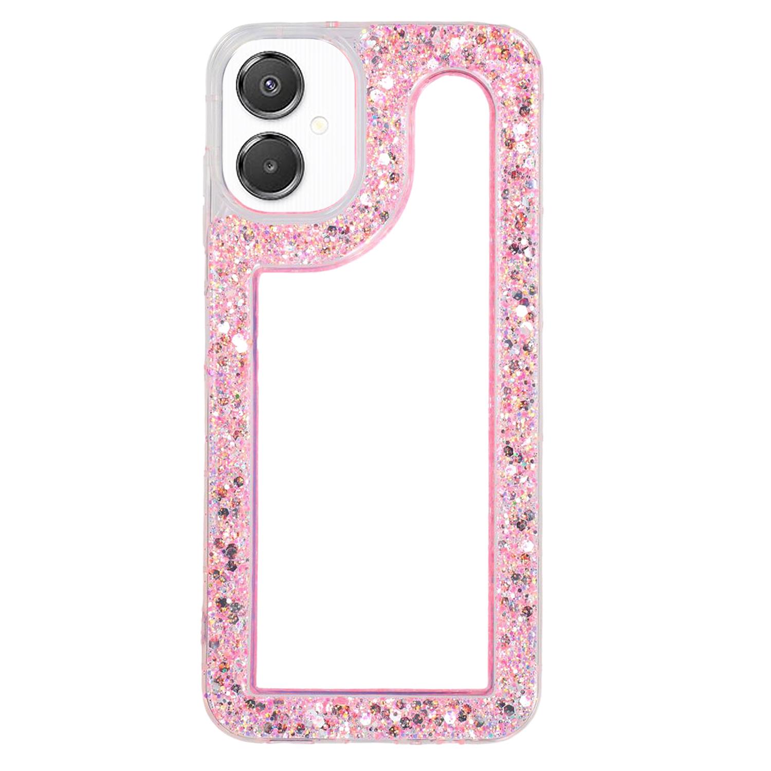 

For Samsung Galaxy A06 4G/5G Case Glitter Epoxy Soft TPU Clear Back Cover Pink