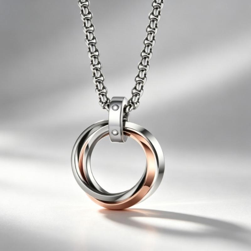 Three-ring Interlocking Necklace, Fashion Pendant, Men's and Women's Same Hip-hop Trendy Cold Versatile Neck Chain
