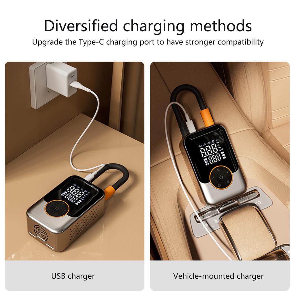 Tire Inflator Portable Air Compressor,3000mAh Cordless Car Tire Pumps, Rechargeable Battery Powered Air Compressor