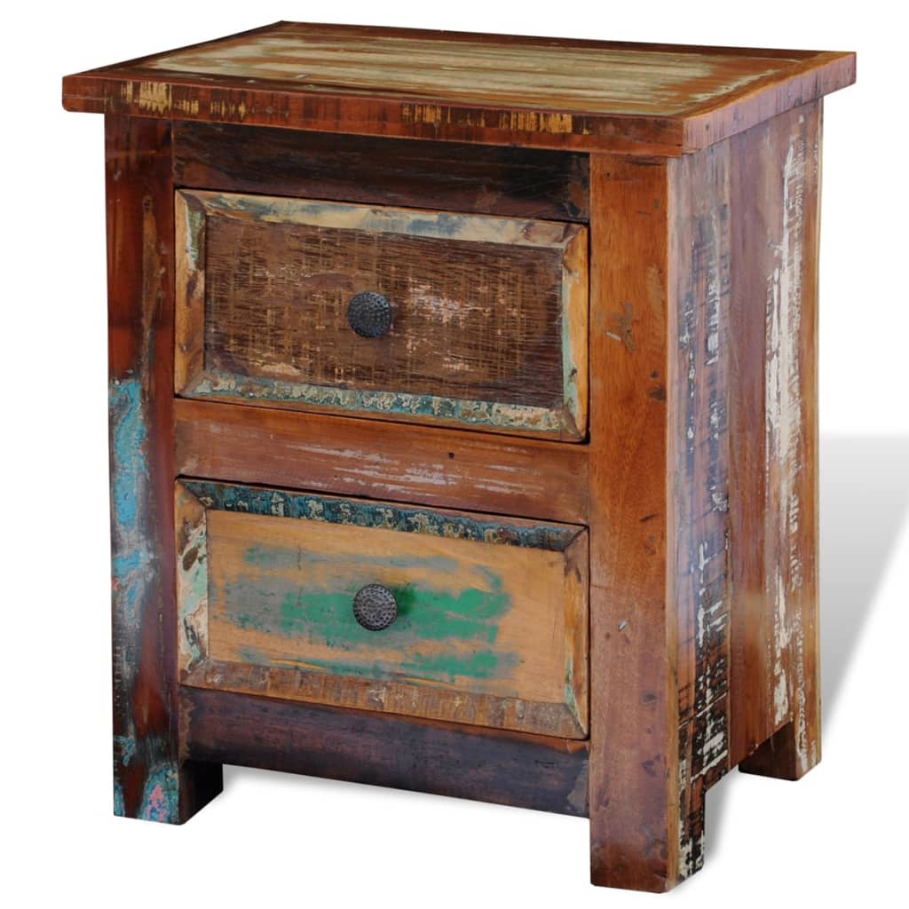 Nightstand with 2 Drawers Reclaimed Solid Wood
