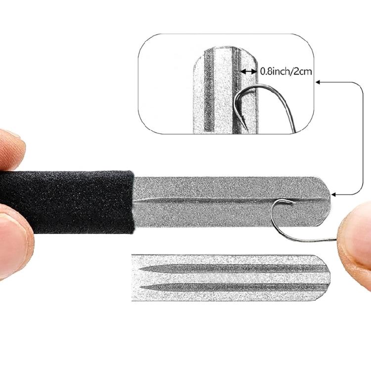 Double Sided Fishing Hook Sharpener Hook Sharpening File Grinding Stone Sharpening File Tool with Multiple Grooves