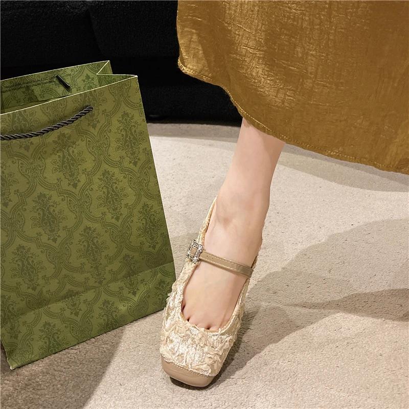 

Flat Shoes Female Rivet Square Toe Slippers Women Summer Pantofle Lady Luxury Slides Low 2025 Soft Girl Designer Rome 35 хаки