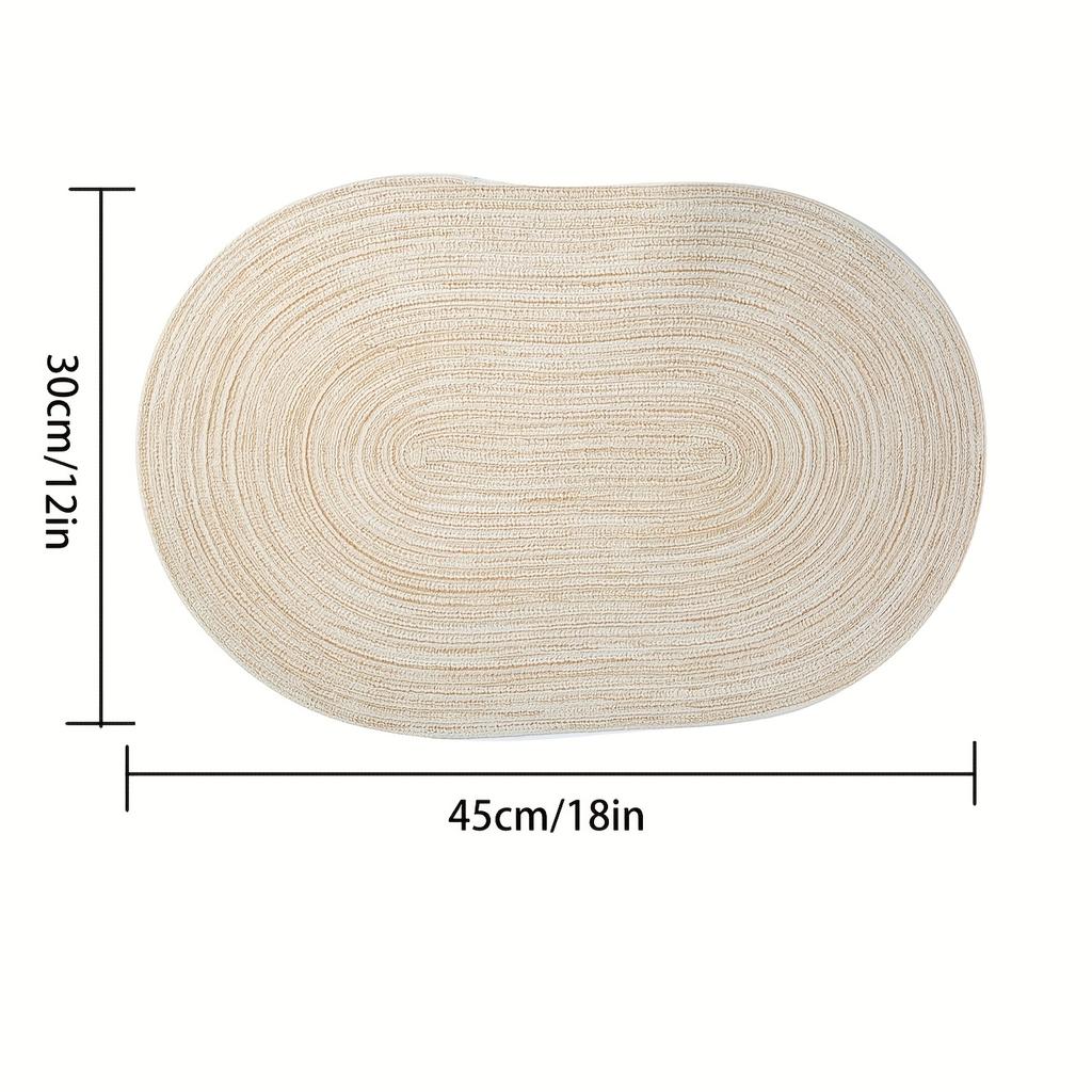 1pc Oval Polyester Placemats, Beige or Brown Western Placemats, Heat Resistant, Non-Slip, Daily Decorative Mats